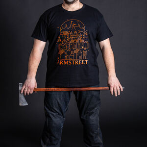 Men's black cotton t-shirt with ArmStreet orange logo