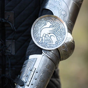 “Mythical Beasts” etched arms armor with removable rondel