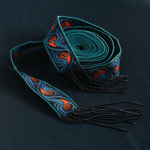Nautilus fabric belt with beaded fringe “Sea Born”