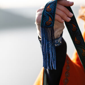 Nautilus fabric belt with beaded fringe “Sea Born”