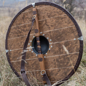 Wooden Viking Shield with Etched Accents