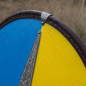 Painted Viking Round Shield with Etched Accents