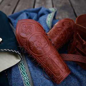 Pair of leather arm bracers "Huntress" forearm guards