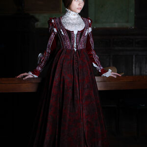 Renaissance Dress Florentine Natural Flocked Velvet "Beautiful Ginevra"