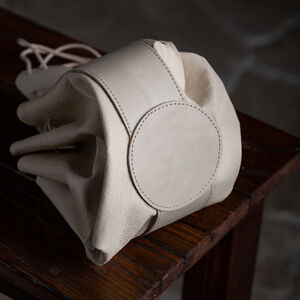 Round soft leather bag "Fireside Family"
