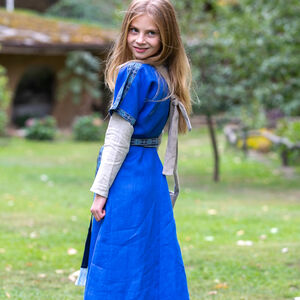 Short-sleeved linen dress for kids “First Adventure” girls overtunic with belt