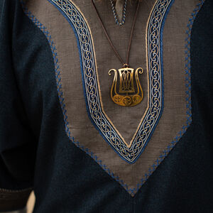 Short-sleeved Viking woolen tunic with trim, hand stitching and accents "Ingvar the Sailor"