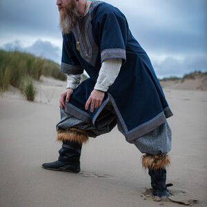 Short-sleeved Viking woolen tunic with trim, hand stitching and accents "Ingvar the Sailor"