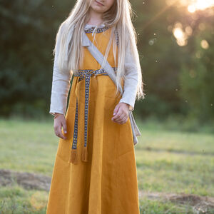 Sleeveless linen dress tunic with trim for kids “First Adventure”