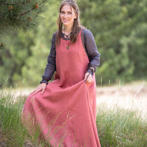 Sleeveless linen dress with trim “Trea the Serene”
