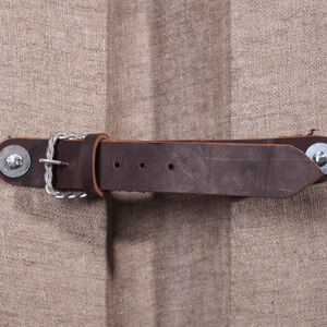 Small crossbow pavise, leather strap closeview, by ArmStreet