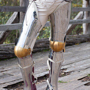 Spring steel cuisses with brassed accents “Morning Star” thigh armor