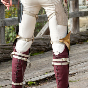 Spring steel cuisses with brassed accents “Morning Star” thigh armor