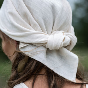 Square Muslin Medieval Headpiece "Fireside Family"