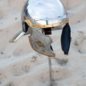Stainless steel and brass coolus Roman helmet “Cassius”