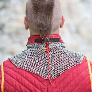 Rear view of stainless steel chainmail gorget by ArmStreet