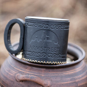 Stainless steel mug with embossed leather outer 450ml (15oz)