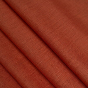 Terracotta natural linen fabric by the yard