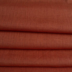 Terracotta natural linen fabric by the yard