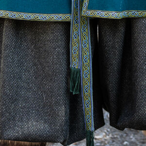 Unisex fabric viking belt with trim and fringe
