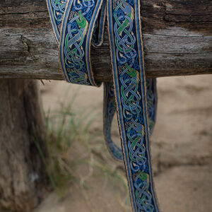 Unisex wide fabric viking belt with trim and fringe