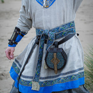 Unisex wide fabric viking belt with trim and fringe