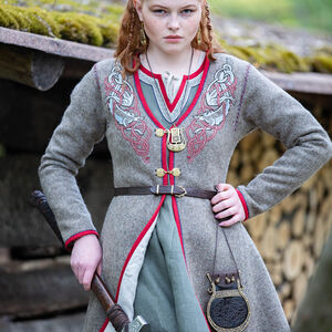 Viking Coat Kaftan with Wolves Embroidery “Gudrun the Wolfdottir”