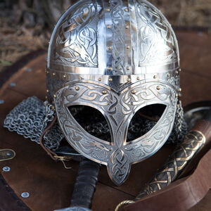 Viking Combat Helmet Etched Stainless