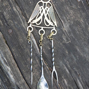 Viking cutlery set: chatelaine with stainless steel utensils