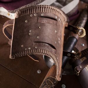 Viking Leather Bracers with Brass