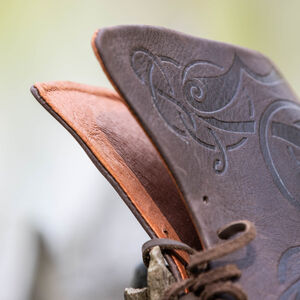 Viking Leather Shoes with Lacing and Wolf Embossing