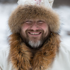 Viking Winter Hat | white with embroidery