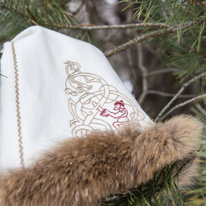 Viking Winter Hat | white with embroidery