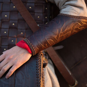 Embossed Leather Viking Bracers