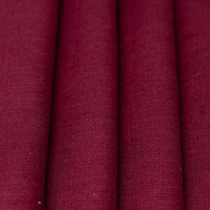 Wine red natural linen fabric by the yard