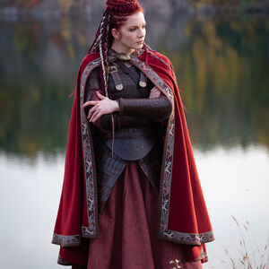 Red Viking Woolen Medieval Cape with Trim