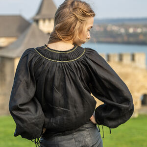 Black Medieval Shirt with embroidery “Morning Star”