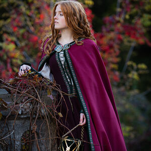 Wool Cloak “Key Keeper” with Trim and Velvet Accents