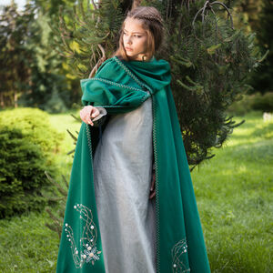 Woolen Green Cloak with Cape