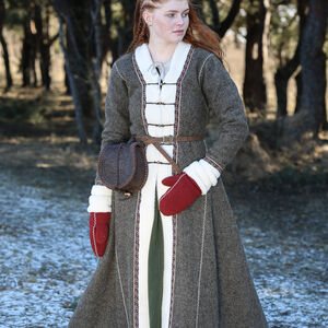 Woolen Viking coat with trim "Astrid the Wolfspeaker" caftan