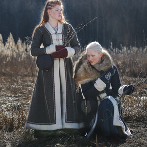Woolen Viking coat with trim "Astrid the Wolfspeaker" caftan