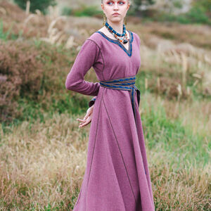 Woolen Viking tunic with leather trim "Solveig the Konung daughter" limited edition
