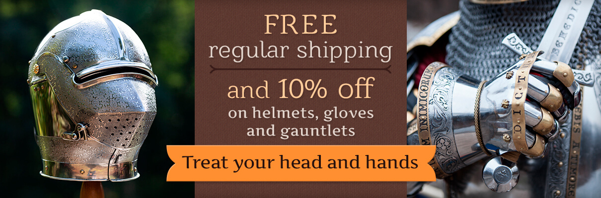 Free shipping and discount on helmet, gauntlet and cloves