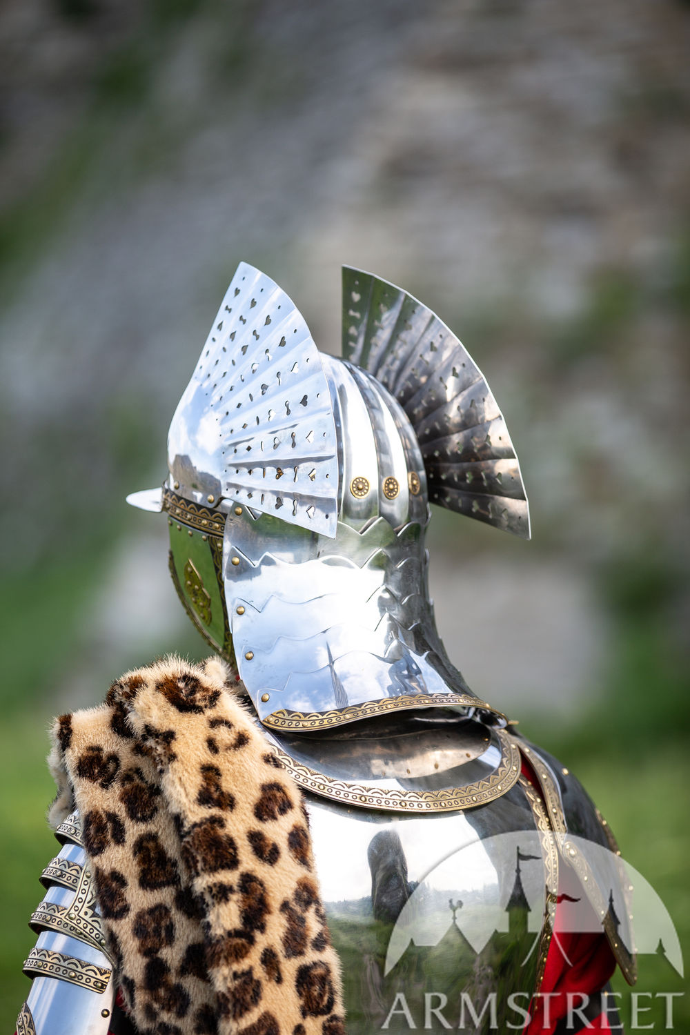 Polish Hussar helmet of stainless steel and brass