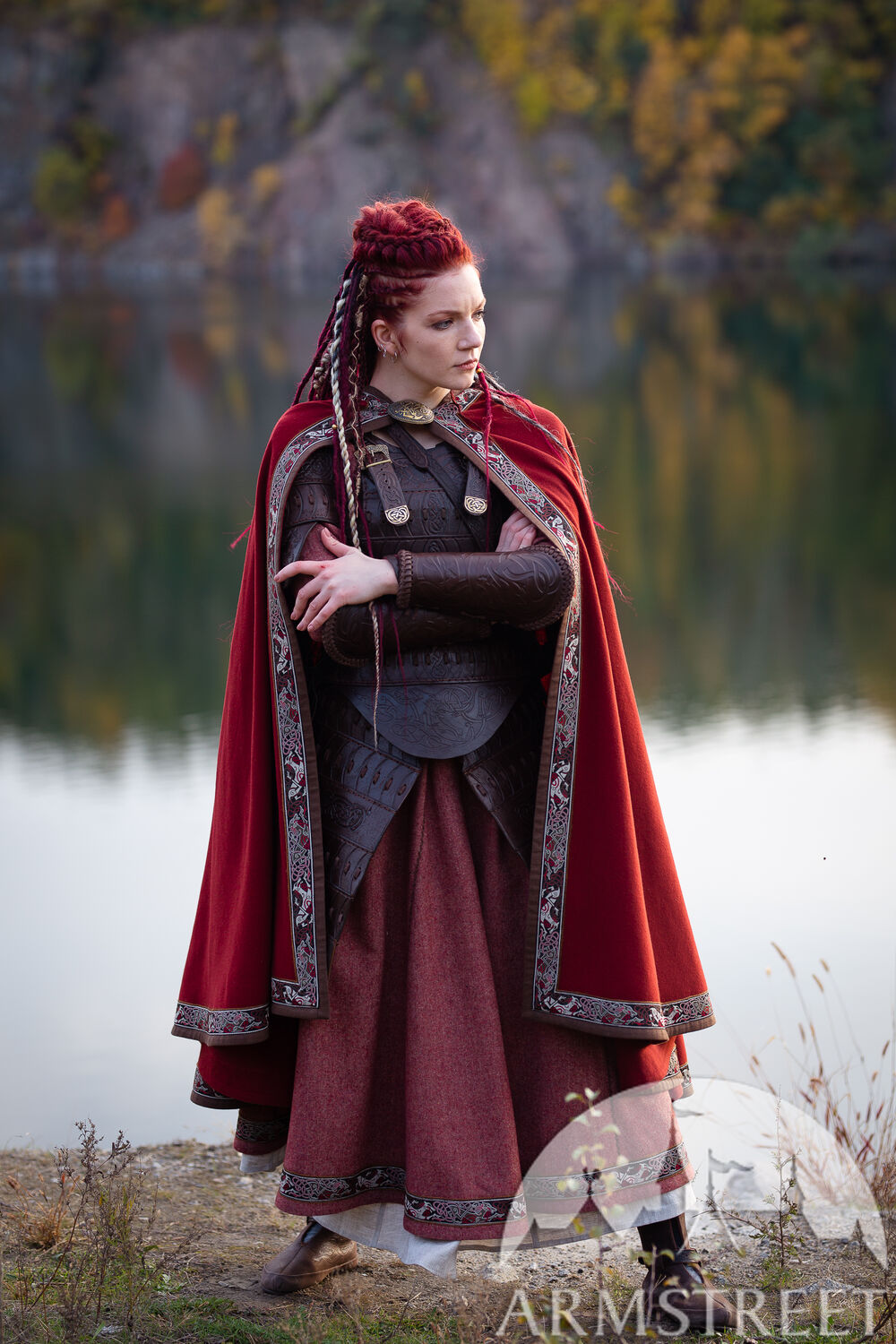 Limited Edition Woolen Viking tunic with leather trim Mika