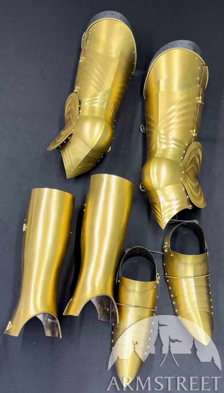 Gothic Knight Armor legs in golden finish