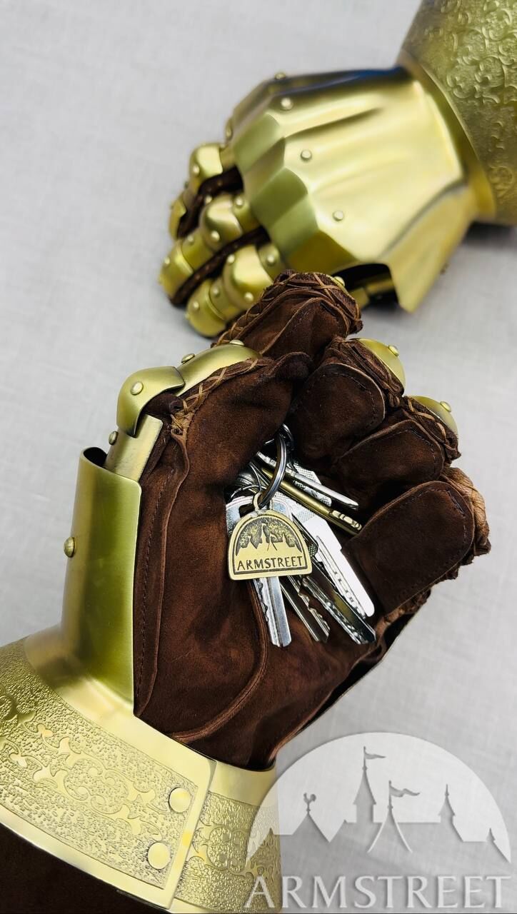Full-finger paladin gauntlets modification in golden finish
