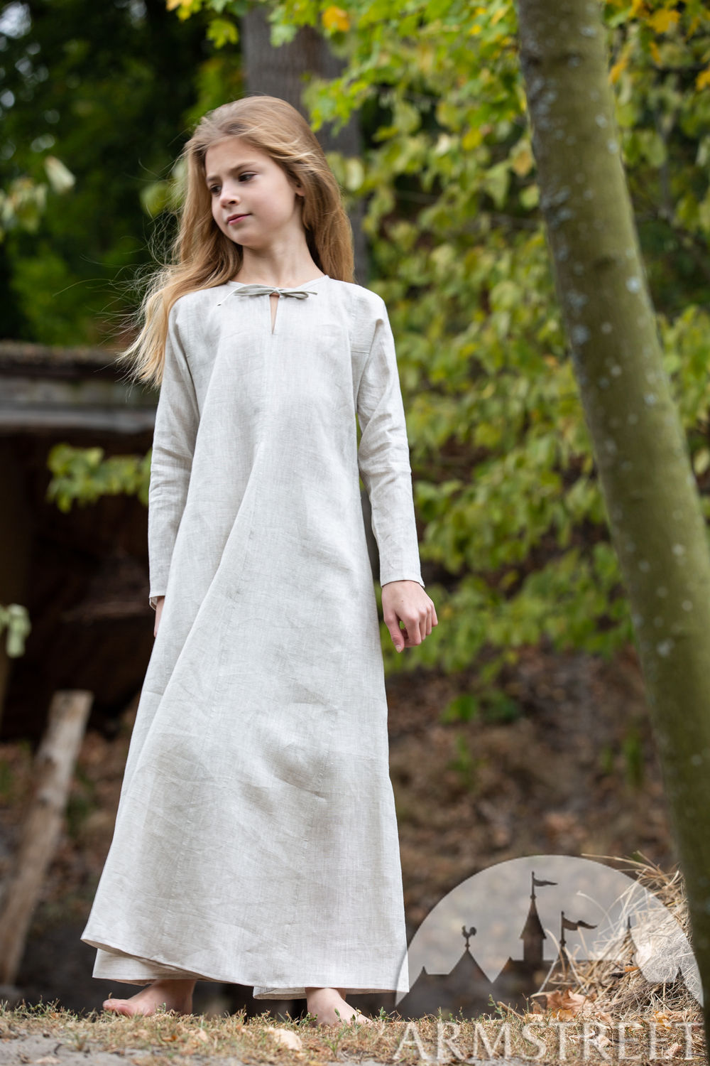 Long linen underdress chemise for kids “First Adventure”