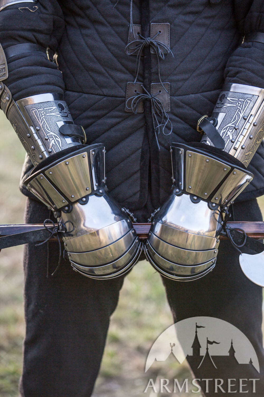 Medieval combat SCA gauntlets with new advanced thumb